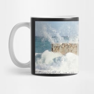 breaking waves at a landing stage Mug